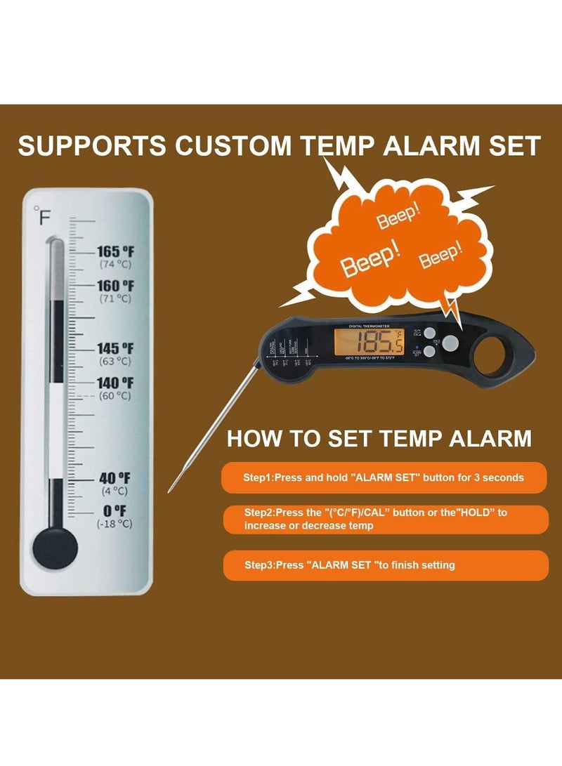 Excefore Instant Read Meat Thermometer for Cooking, Waterproof Digital Food Dual Probe Design with Magnet, Backlight, Calibration and Foldable Deep Frying, Grill, BBQ, Kitchen or Outdoor - Image 4