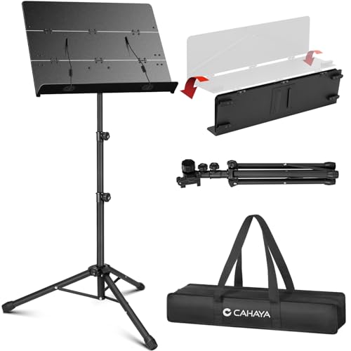 CAHAYA Foldable Sheet Music Stand with Tri-fold Panel Portable Music Stand with Carrying Bag Matte Frosted Metal Material Sturdy Height Adjustable CY0317 - Image 1