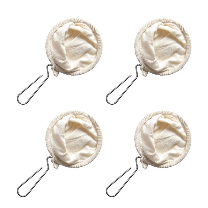 4PCS COFFEE FILTERFLANNEL CLOTH COFFEE FILTER STRAINERS WITH STEEL HANDLEREUSABLE FLANNEL COFFEE DRIPPERCOFFEE SOCK FILTER BAG COFFEE CLOTH STRAINERS FOR HOME OFFICE KITCHEN USE