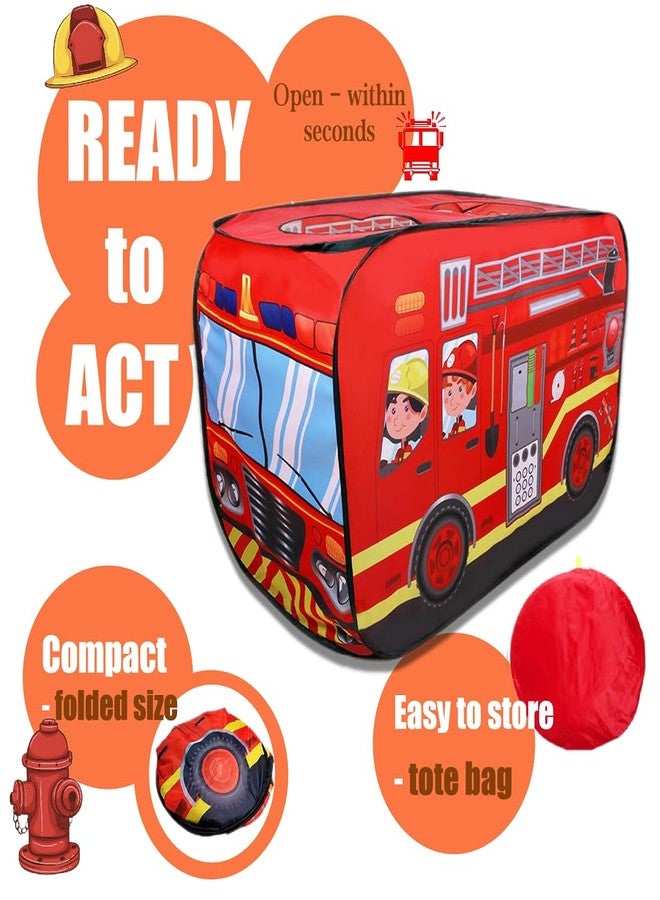 Cecailin Pop Up Tent for Kids.Fire Truck Play Tent Role Play Firefighter Tent.Large, Easy to Organize.Birthday Gift for Girls & Boys.Can Be Played with by 2-3 Kids.for Toddler - Indoor & Outdoor, Red - Image 2