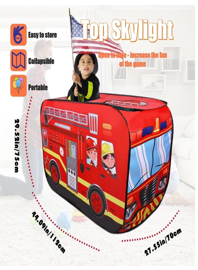 Cecailin Pop Up Tent for Kids.Fire Truck Play Tent Role Play Firefighter Tent.Large, Easy to Organize.Birthday Gift for Girls & Boys.Can Be Played with by 2-3 Kids.for Toddler - Indoor & Outdoor, Red - Image 3