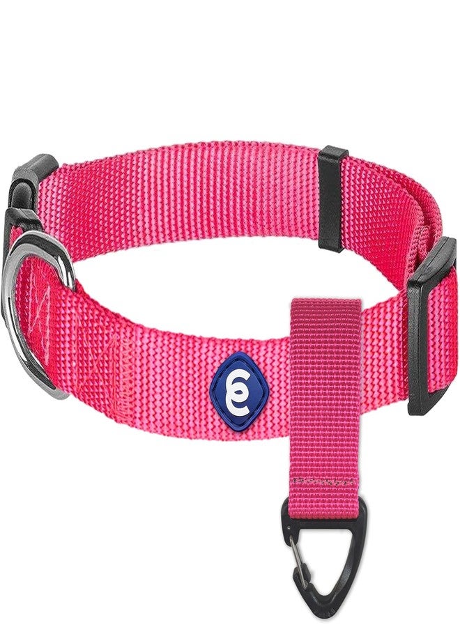 Blueberry Pet Essentials Matching Small Dog Collar & Key Holder Set | Adjustable Classic Solid Color Nylon Dog Collars for Small Dogs w/Key Holder | French Pink Collar for X-Small Dogs - Image 1
