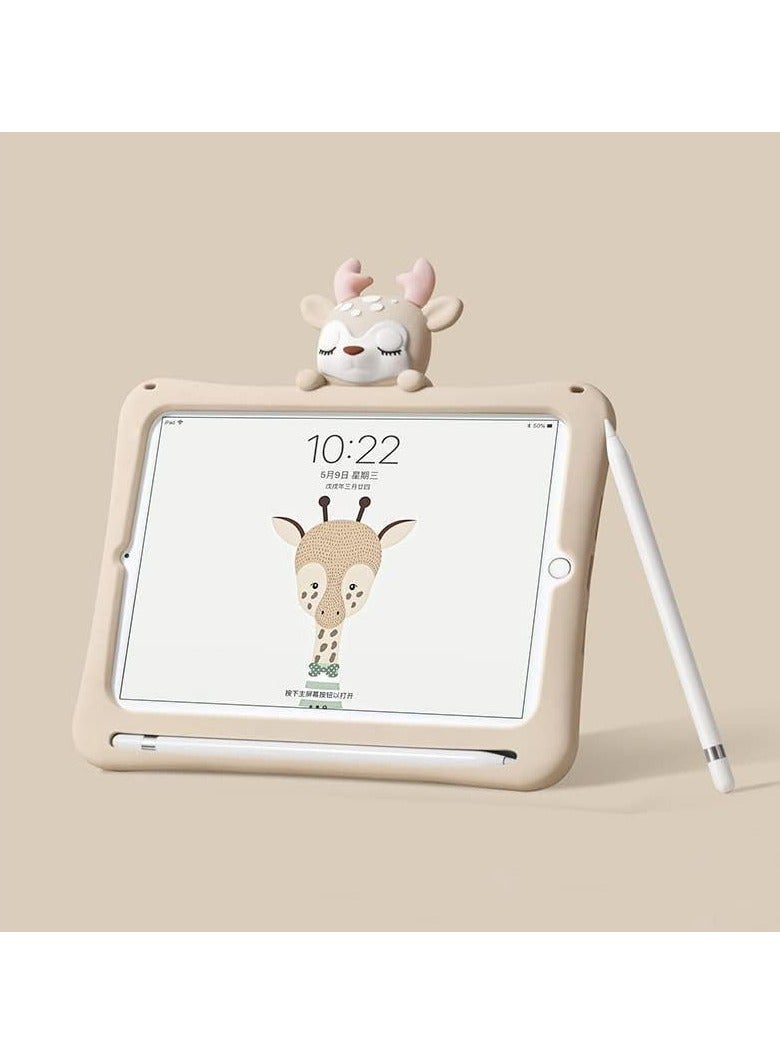 عام الحافظة الخاصة بالأطفال لجهاز iPad الجيل التاسع / الثامن / السابع (2021/2020/2019) مع حامل وحامل قلم، حافظة حماية كاملة للجسم من السيليكون للكمبيوتر اللوحي. - Image 1