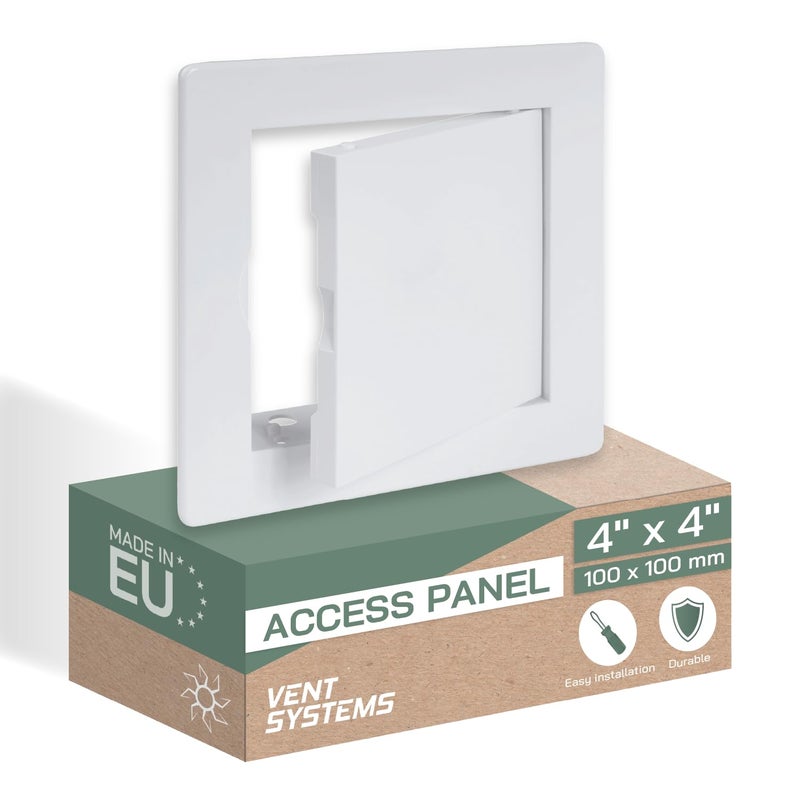 Vent Systems 4 x 4 Inch Opening White ABS Plastic Access Panel Access Door for Drywall Wall Ceiling Electrical Plumbing Service Wall Hole Cover Inspection Door 53 x 53 Inch Outer