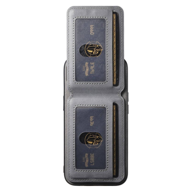 Protective Case | Shockproof Cover for iPhone 15 / 15 Plus / 15 Pro / 15 Pro Max | Card Holder | Silver Grey | PU - Image 5