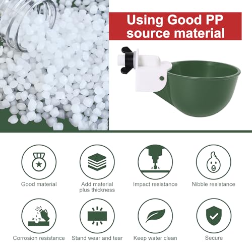 Psarnuk Chicken Waterer Cups (8 Pack/Green) - DIY Automatic Large Chicken Water Feeder for Ducks,Chicks, Turkeys, Quail, Bunny, Bird and Other Various Poultry Dispenser with Matching Drill - Image 4