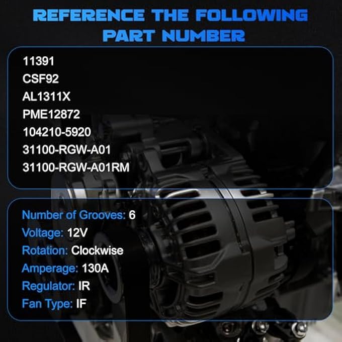 YOMALL Alternators 11391 for 2009-2012 RL & 2010-2013 ZDX & 2010-2014 TSX & 2009-2011 Pilot & 2011-2013 MDX & 2008-2010 Odyssey & 2009-2011 Ridgeline & 2009-2014 TL 3.5L / 3.7L - Image 3