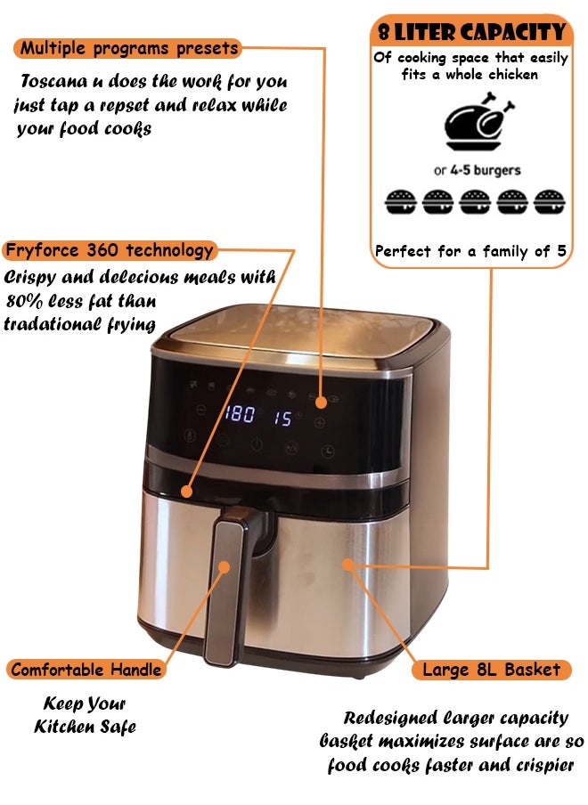Air fryer with screen 8 liters of 1700 watts