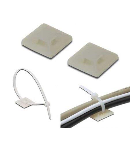 Rpi shop - Nylon Cable Zip Tie Mounts, Self-Adhesive Tie Mount for Wire Alightment Arrangement DIY Works (19mm X 19mm) Pack of 100 Pc - Image 2