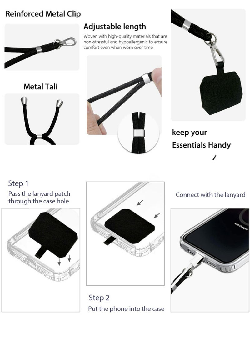 Phone Lanyard, Universal Crossbody Phone Lanyard, Multi-purpose Nylon Patch, Adjustable Shoulder Strap And Neck Strap, Compatible With Most Smartphones, 1 Adjustable Neck Strap, 2 Compatible Pads (black)  - Image 2
