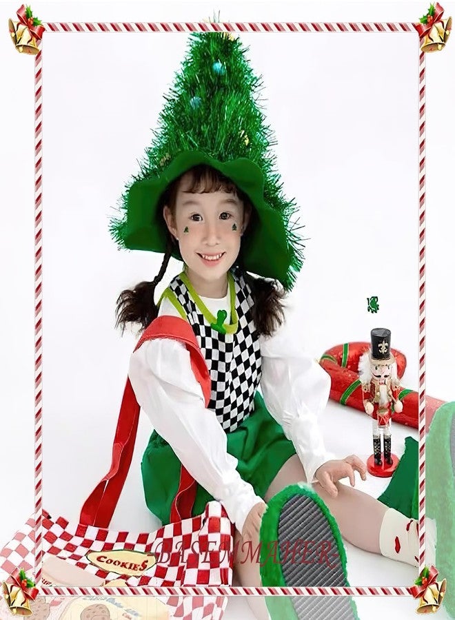 BASEMMAHER Christmas Hat Santa Green Christmas Tree Hat Shiny Tinsel Hat Non-Woven Fabric Rain Silk Glitter Christmas Tree Hat for Women Girls Adults Xmas Party Home Festival Holiday Costume Props - Image 5