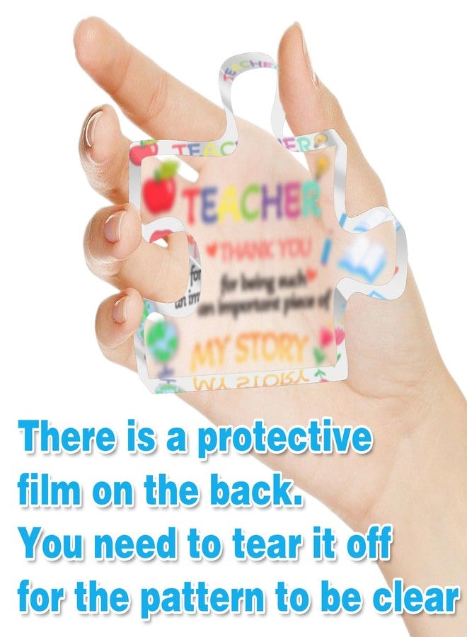 Asekonc Teacher Appreciation Gifts, Teacher Gifts Ideas Thank You Engraved Acrylic Block Puzzle 4.1 x 3.5 inch - Heartwarming Teacher Gift - Cute Student Teacher Gifts - Novelty Daycare Teacher Gift - Image 2
