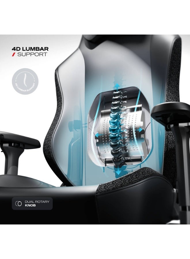 سايبيرت كرسي ألعاب Microless x Cybeart إصدار محدود، كرسي ألعاب فاخر مرخص من APEX 2.0، جلد صناعي متين، مساند ذراع قابلة للتعديل رباعية الأبعاد، إسفنج معالج بالتبريد، دعم قطني قابل للتعديل، أسود - Image 5