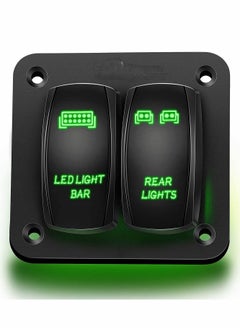 Y&D 2 Gang Rocker Switch Panel LED Light Bar Rear Lights 12 24V DC Green Switches 5Pin ON Off Pre-Wired Toggle for Cars ATVs UTVs  - Image 1
