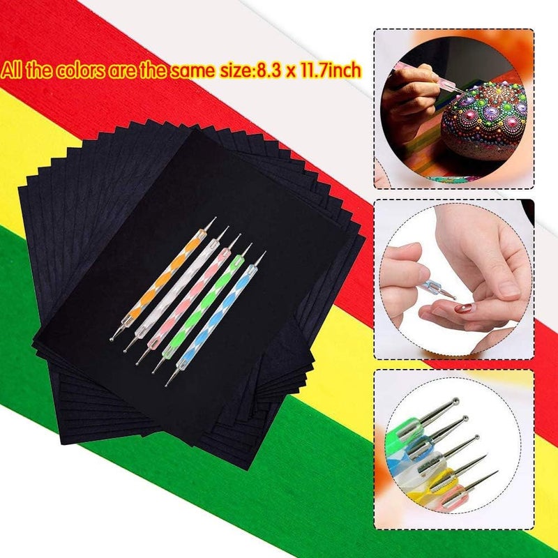 Oubaka 100 Sheets Carbon Transfer Paper,Tracing Paper Carbon Graphite Copy Paper with 5 Pieces Embossing Styluses Stylus Dotting Tools for Wood,Paper,Canvas and Other Art Surfaces 8.3 x 11.7inch - Image 3