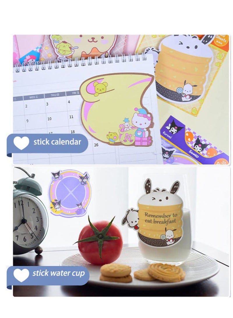 Generic 6 Pack Cute Sticky Notes Kawaii Sticky Notes Cute Stationary Cartoon Series Self-Stick Note Pads Fun Office Supplies Sticky Note Set for Office, School and Home(180 Sheets)  - Image 5