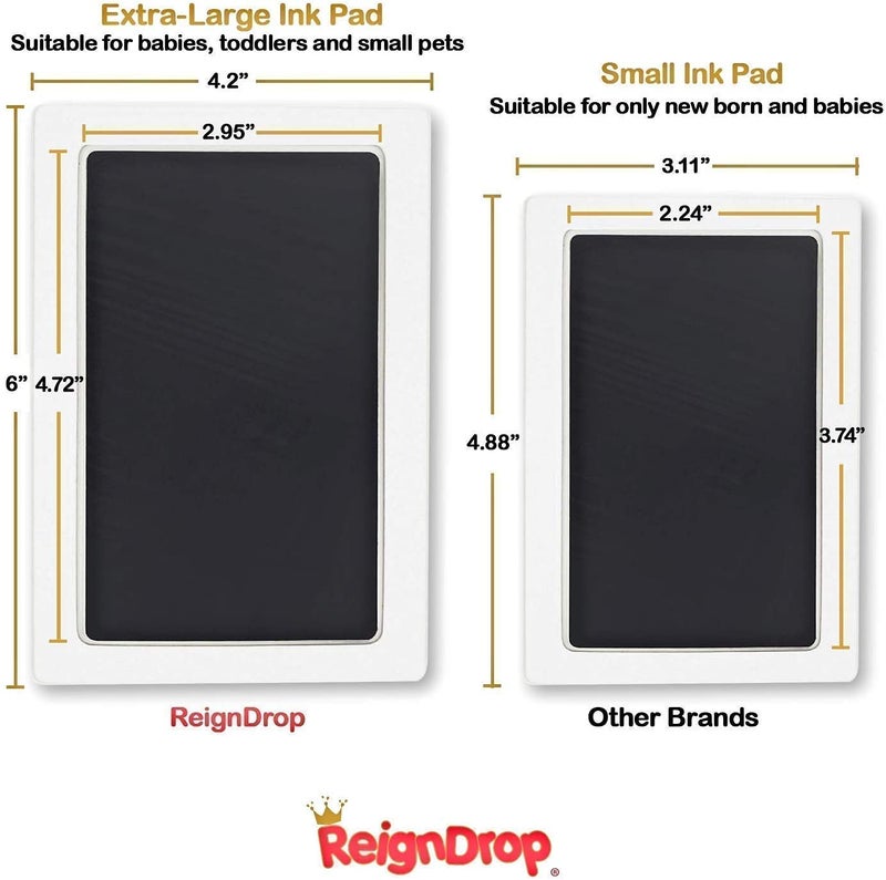 ReignDrop Inkless Large Clean Touch Ink Pad Kit for Baby Footprint, Handprint & Pet Paw Print - No Ink Mess, Clear Print, Smudge Resistant, Long Lasting, Baby Safe, Includes 2 Cardstock(Clean-Touch - Red) - Image 2