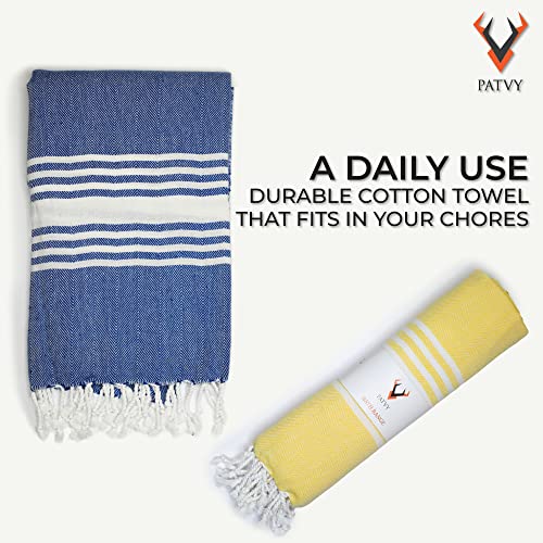 PATVY Bath Towels|Light Weight Turkish Style Cotton Bath Towels for Men|75X150Cm Quick Absorption &Faster Drying Bath Towel for Women|100% Cotton(Pack Of 3,Royal Blue,Yellow&Water Green),Large,90 TC - Image 4