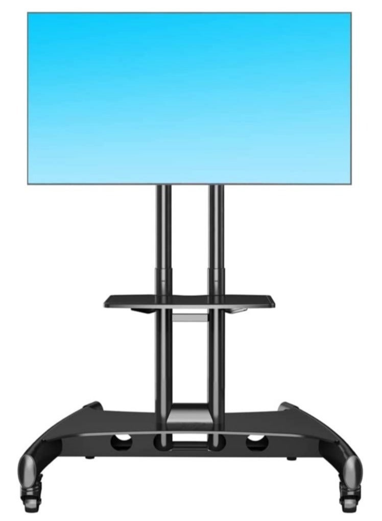 Mobile TV Cart TV Stand with Lockable Wheels for 32 to 70" Inch Plasma LCD LED Flat or Curved Screen TVs up to 100lbs - Height Adjustable (32-70 inch) - Image 1
