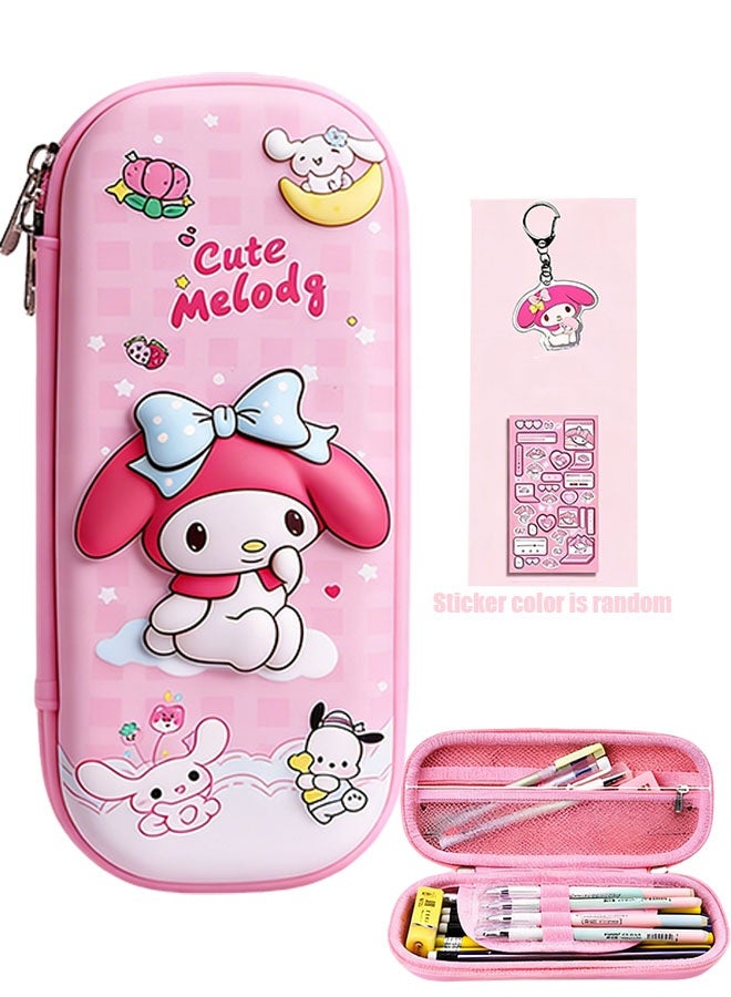 Sanrio My Melody girls' pencil case, waterproof and drop-resistant, 3D large-capacity portable cartoon pencil storage case, suitable for elementary school students - Image 1