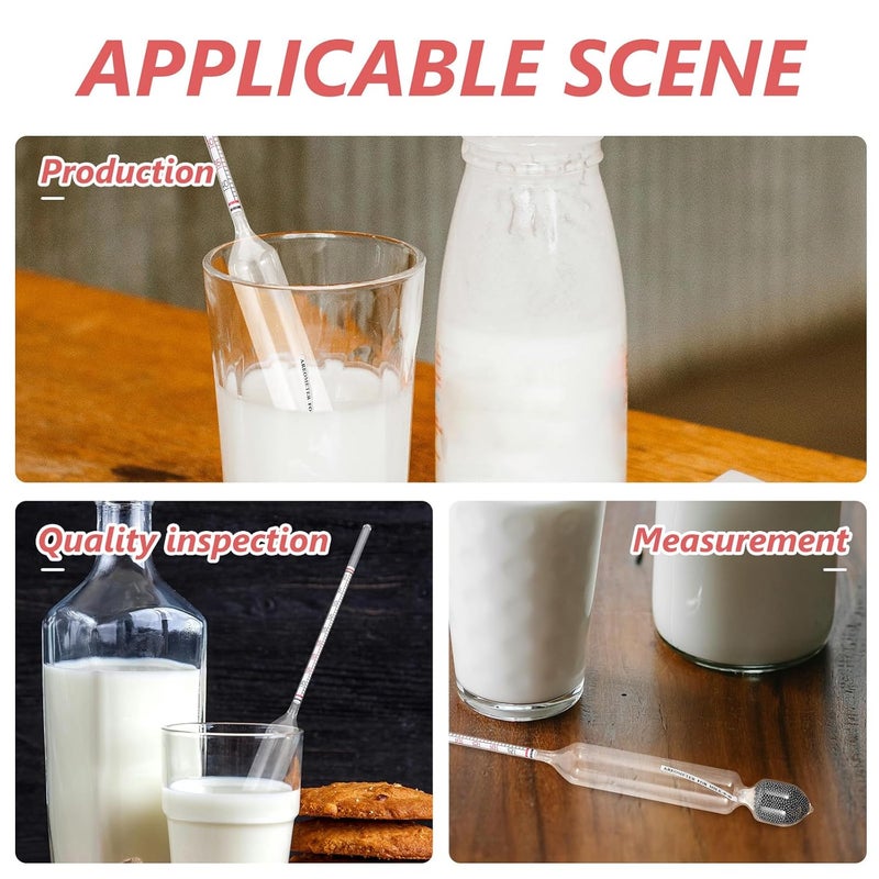 Yardwe Milk Lactometer Hydrometer 0-40 Scale for Home and Kitchen Milk Density Testing Glass Hydrometer Tool for Dairy Lactate Measurement Portable Instrument - Image 3