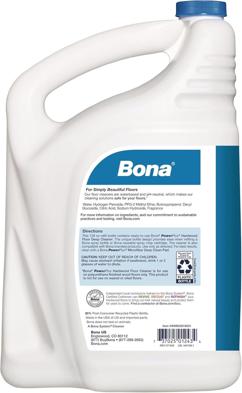 Bona PowerPlus Hardwood Floor Deep Cleaner Refill - 128 fl oz - Refill for Bona Spray Mops and Spray Bottles - Residue-Free Floor Cleaning Solution for Wood Floors - Image 2