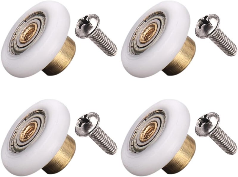 Linwnil Set of 4 Dia 19mm Stainless Steel Shower Door Wheels Rollers Runners White 19mm x 5mm Stainless steel4PCS