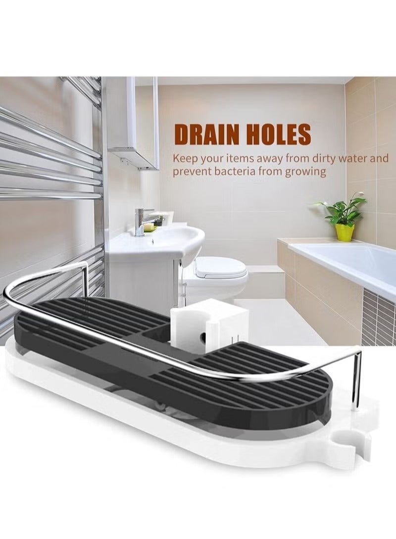 Sweet Bathroom Storage Shelf, Adjustable Shower Shelf No Punch Shelf Box Bathroom Lift Tray Multifunctional Soap Dish Shampoo Shower Gel Holder Snap-on Shower Accessories (18-25mm) - Image 5