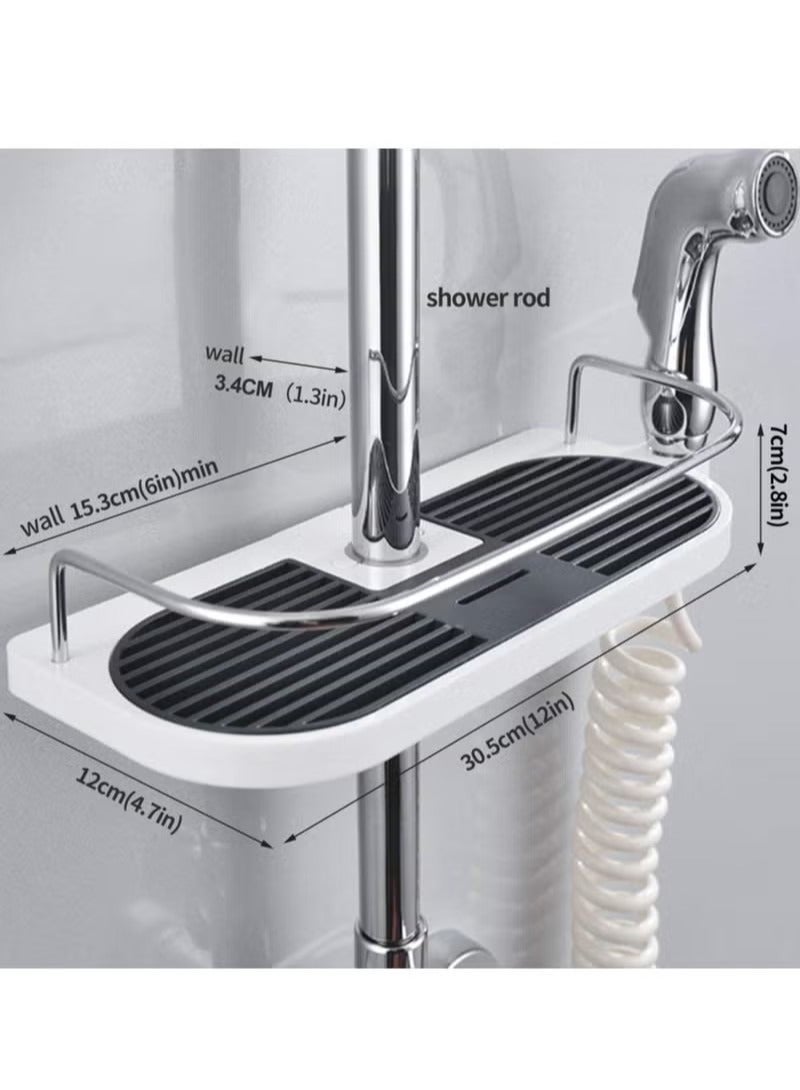 Sweet Bathroom Storage Shelf, Adjustable Shower Shelf No Punch Shelf Box Bathroom Lift Tray Multifunctional Soap Dish Shampoo Shower Gel Holder Snap-on Shower Accessories (18-25mm) - Image 3