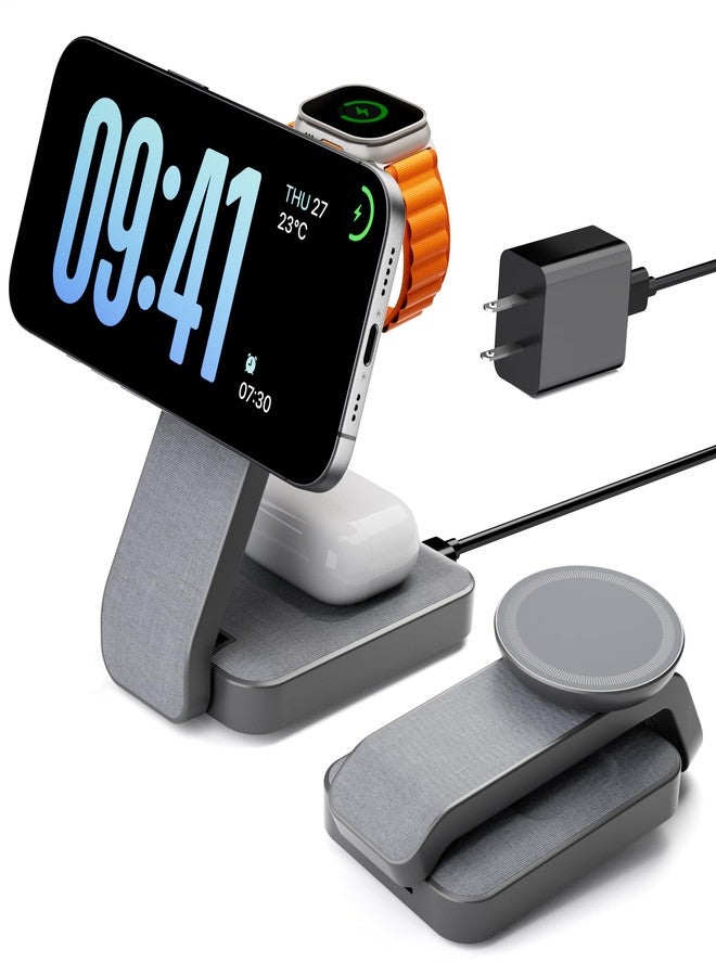 eazpower 3 in 1 Foldable Wireless Charging Station for Multiple Devices Apple, SR6-G-US - Image 1