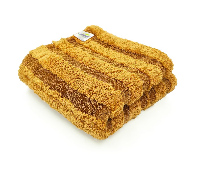 SOFTSPUN Microfiber Hybrid Cloth 1400 GSM, 40x40cm, 1 Pc, Brown color for Cars and Homes. Dual Loop, Super Absorbent Edgeless Towel with Plush Pile. Lint Free Cloth for Cleaning, Drying and Detailing. - Image 1
