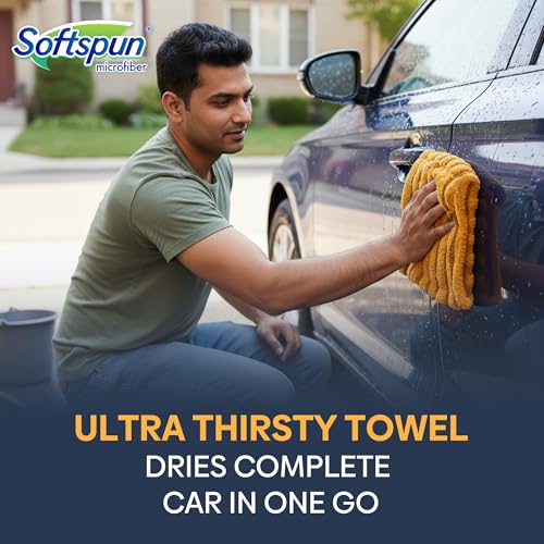 SOFTSPUN Microfiber Hybrid Cloth 1400 GSM, 40x40cm, 1 Pc, Brown color for Cars and Homes. Dual Loop, Super Absorbent Edgeless Towel with Plush Pile. Lint Free Cloth for Cleaning, Drying and Detailing. - Image 3