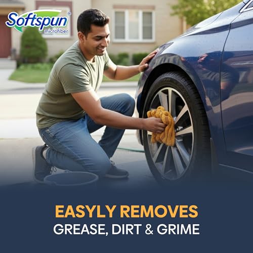 SOFTSPUN Microfiber Hybrid Cloth 1400 GSM, 40x40cm, 1 Pc, Brown color for Cars and Homes. Dual Loop, Super Absorbent Edgeless Towel with Plush Pile. Lint Free Cloth for Cleaning, Drying and Detailing. - Image 5
