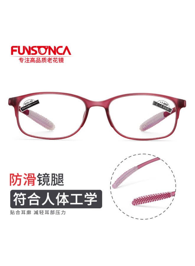Funsonca Blue Light Blocking Ultra-light Imported Material Frame Non-metal Men And Women's Presbyopic Gl Large Frame Not Easily Foldable Anti-slip 250 Degrees - Image 1