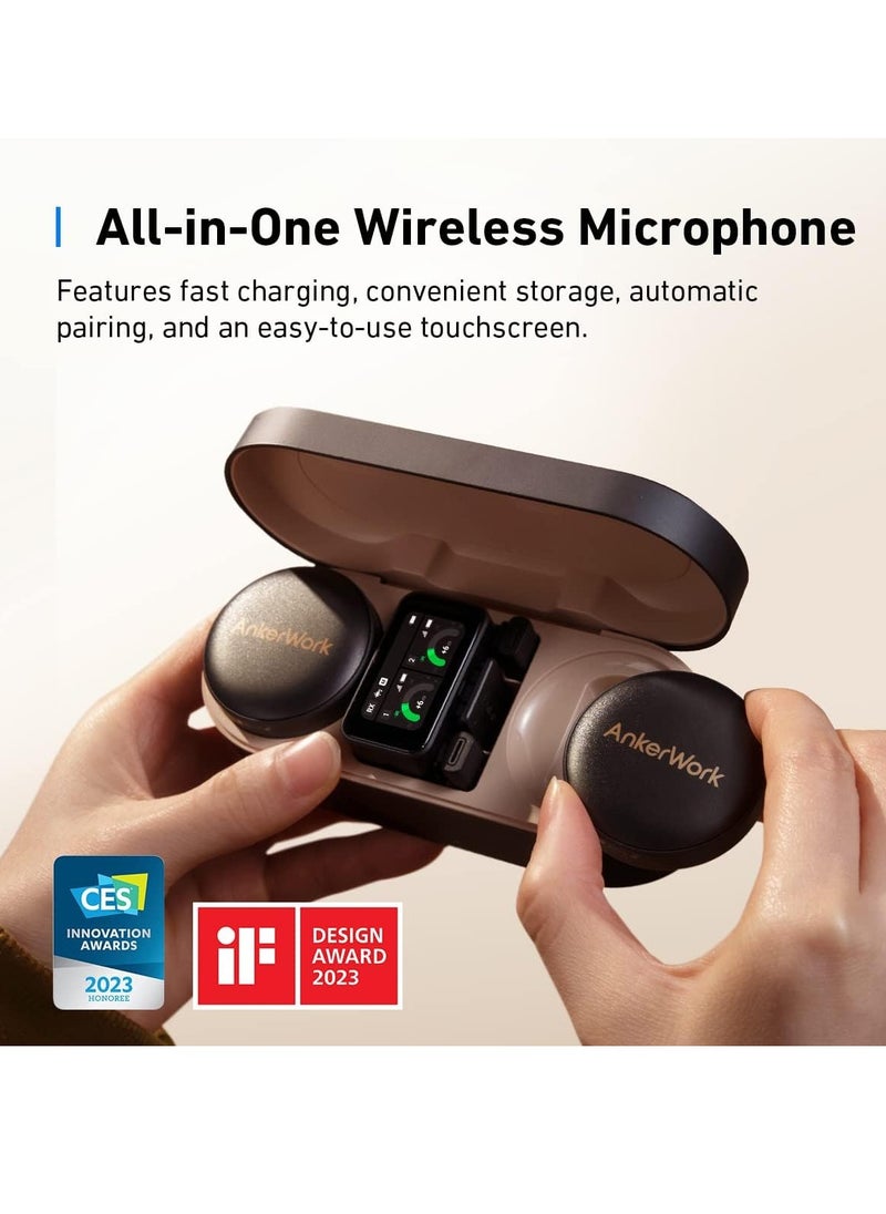AnkerWork AnkerWork M650 Wireless Lavalier Microphone, Pro Noise Cancellation, 656 ft (200 m) Transmission, 15H Battery, Swap Magnetic Colorful Covers, 2-Channel Quality Pickup, Wireless Microphone for Vlogs  - Image 2