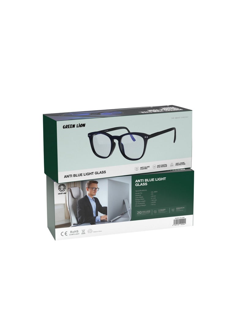 GREEN LION Anti Blue Light Glass / UV400 Protection / Anti Digital Eye Fatigue / Anti-Glare Coating / Optical Clarity / PC Material - Black - Image 2