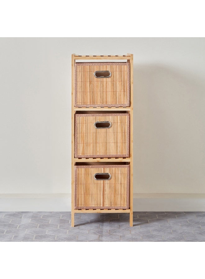 هوم بوكس خزانة حمام ناتورا بامبو بثلاثة أدراج 32 × 90 × 30 سم - Image 2
