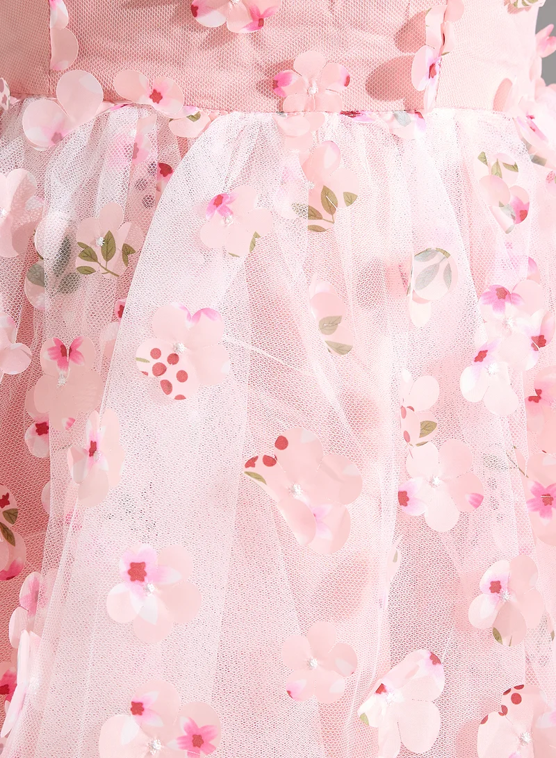 Ginger Boutique Floral Appliqué Gown Dress