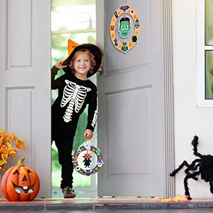 8-PIECE HALLOWEEN WREATH CRAFT CHILDREN SCARY FOAM RUBBER CRAFT SET DIY BAT PUMPKIN ZOMBIE SPIDER WITCH OWL MIX & MATCH CREATIVE SETS FOR CRAFTS AND DECORATING FOR HALLOWEEN CARNIVAL AUTUMN - Image 5