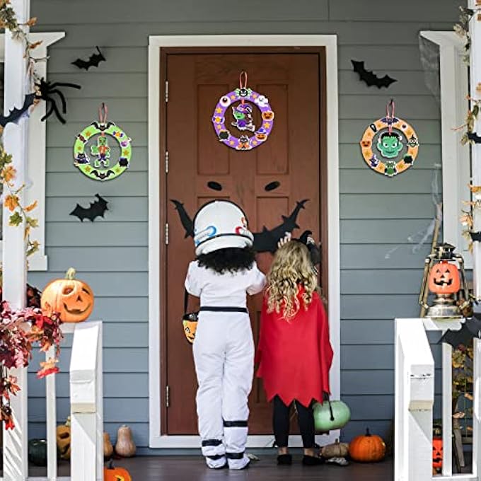 8-PIECE HALLOWEEN WREATH CRAFT CHILDREN SCARY FOAM RUBBER CRAFT SET DIY BAT PUMPKIN ZOMBIE SPIDER WITCH OWL MIX & MATCH CREATIVE SETS FOR CRAFTS AND DECORATING FOR HALLOWEEN CARNIVAL AUTUMN - Image 3