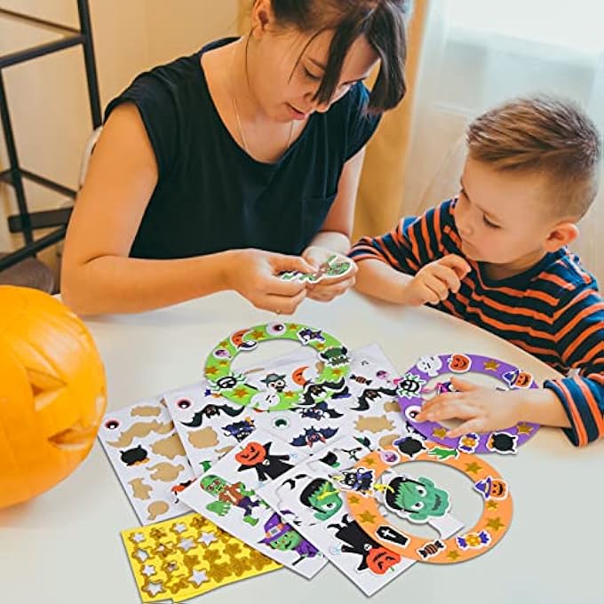 8-PIECE HALLOWEEN WREATH CRAFT CHILDREN SCARY FOAM RUBBER CRAFT SET DIY BAT PUMPKIN ZOMBIE SPIDER WITCH OWL MIX & MATCH CREATIVE SETS FOR CRAFTS AND DECORATING FOR HALLOWEEN CARNIVAL AUTUMN - Image 4