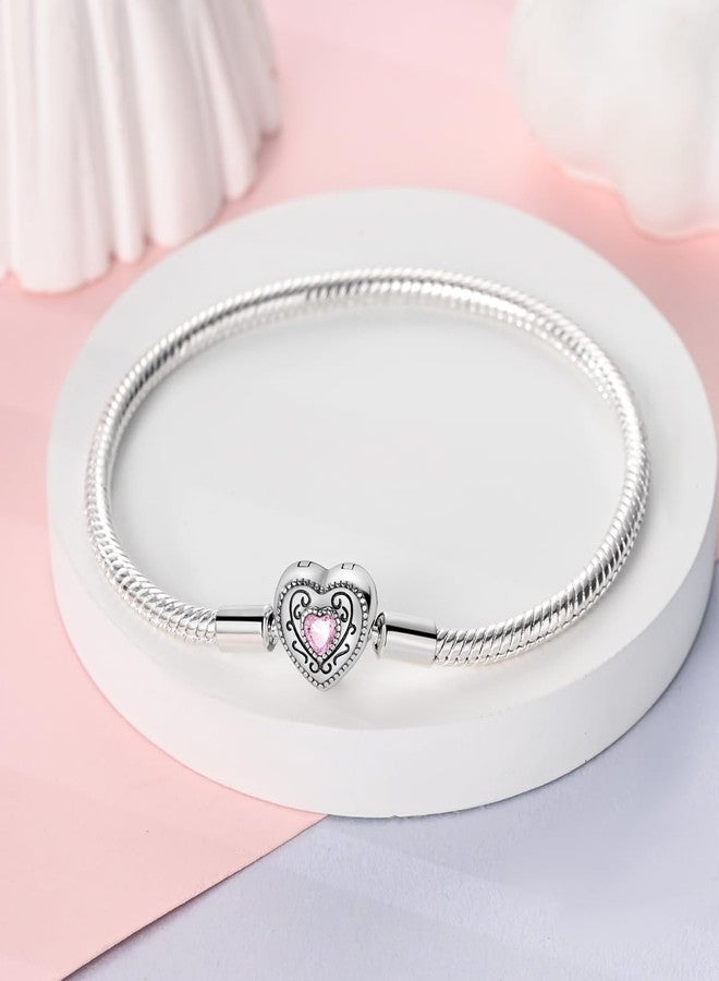 MULA 925 Sterling Silver Snake Chain Charm Bracelet Butterfly Heart Clover with 5A Cubic Zirconia Bracelets for Women - Image 2