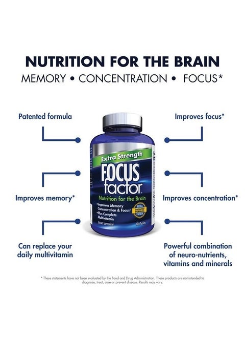 Adults Extra Strength, 120 Count - Brain Supplement for Memory, Concentration and Focus - Complete Multivitamin with DMAE, Vitamin D, DHA - Trusted Health Vitamins