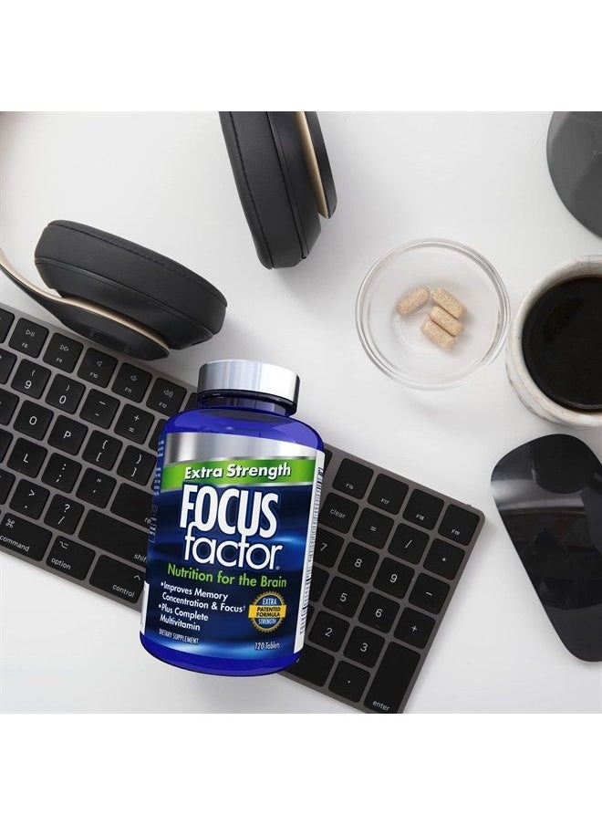 Focus Factor - Adults Extra Strength, 120 Count - Brain Supplement for Memory, Concentration and Focus - Complete Multivitamin with DMAE, Vitamin D, DHA - Trusted Health Vitamins - Image 1