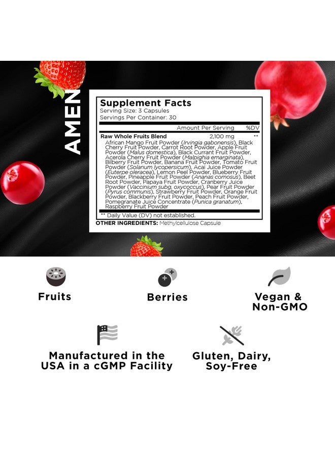 Amen Fruits Daily Fruits Vitamins Supplements Raw Whole Fruits Multivitamin Capsules Berries Vegan Blend Antioxidant Polyphenols Superfood & Flavonoids Tropical Fruit Extracts Nongmo 90 Ct - Image 3
