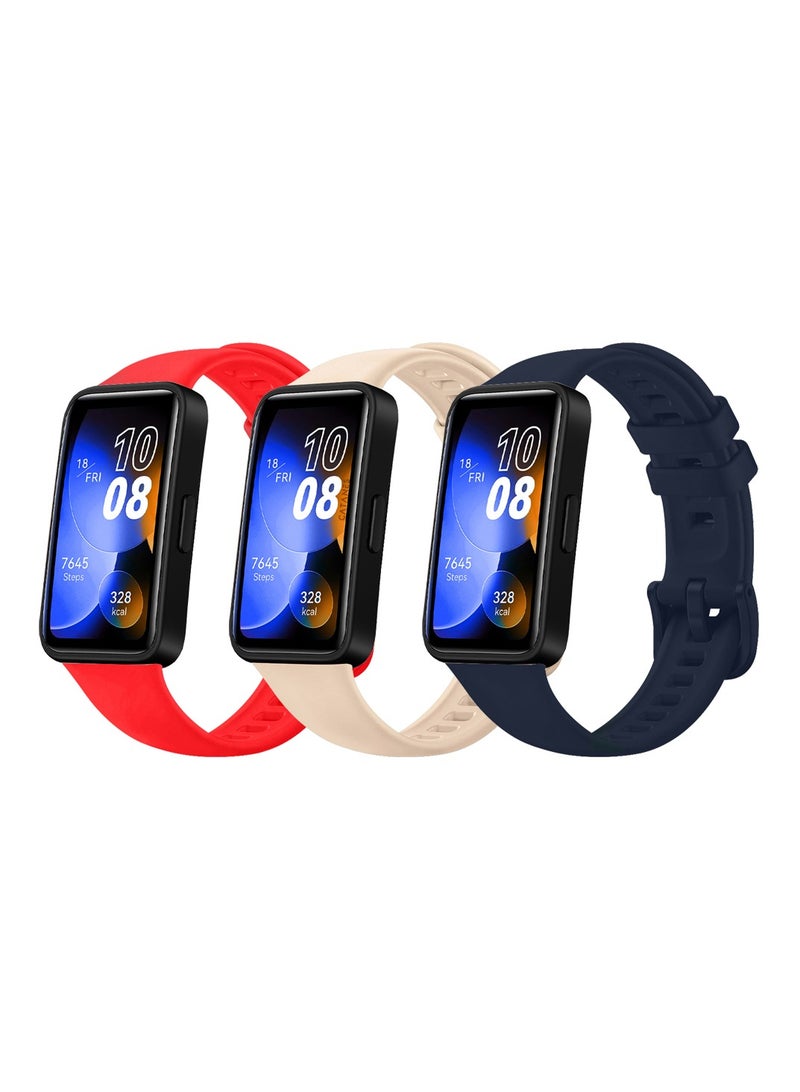 3 Packs Of Huawei Band 8 Watch Band for Men Women Sport Watch Strap Lightweight Silicone Replacement Band Multicolour