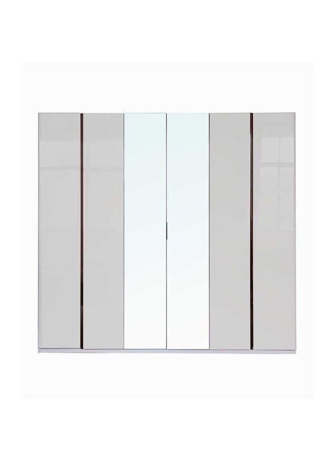 DANUBE HOME Santelmo 6 Door Wardrobe w/ Mirror -HG Light Grey  - Image 2