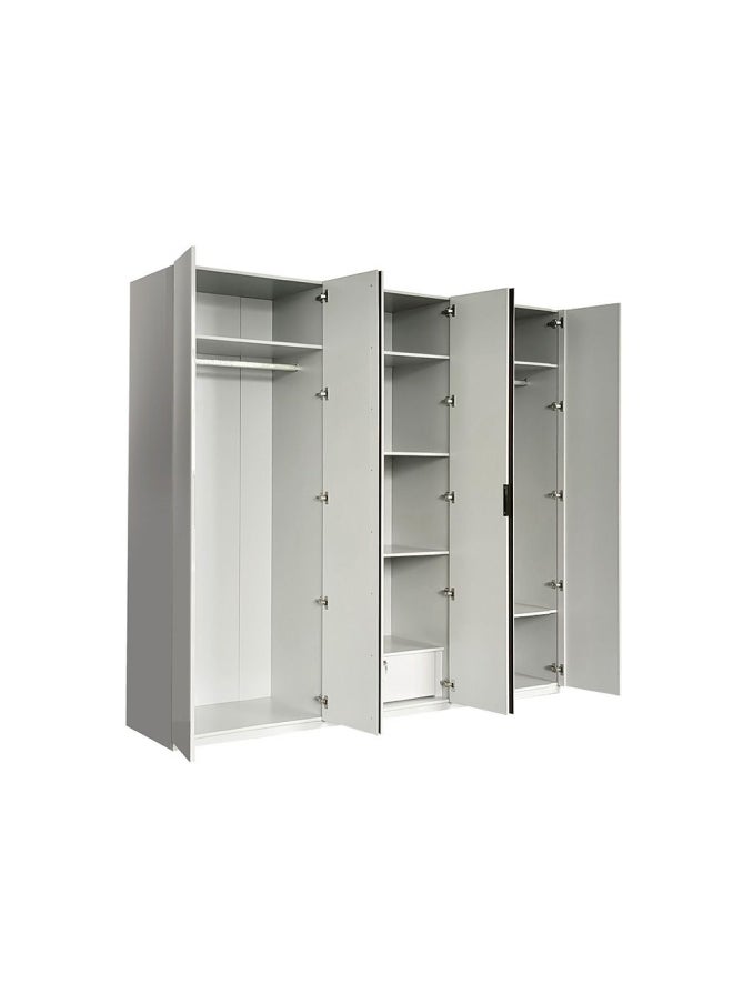DANUBE HOME Santelmo 6 Door Wardrobe w/ Mirror -HG Light Grey  - Image 4
