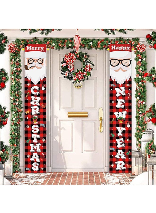JCB CHIC Christmas Banner Home Decoration, Christmas Porch Sign, Hanging Banner Merry Christmas for Front Door Decoration, Indoor and Outdoor Front Door Wall Xmas Christmas Decoration - Image 1