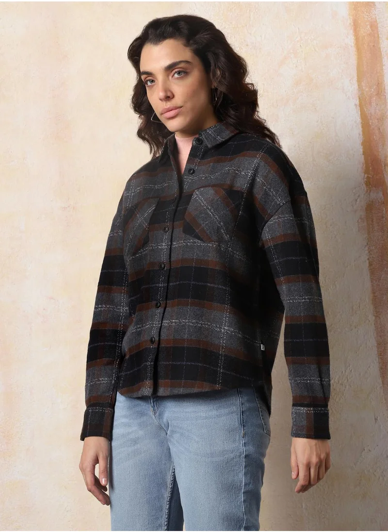 HIGH STAR Stay effortlessly stylish with this comfortable Multicolour Oversized Shirts Checks design crafted from 100% Cotton featuring Long Sleeves with Button closure.
